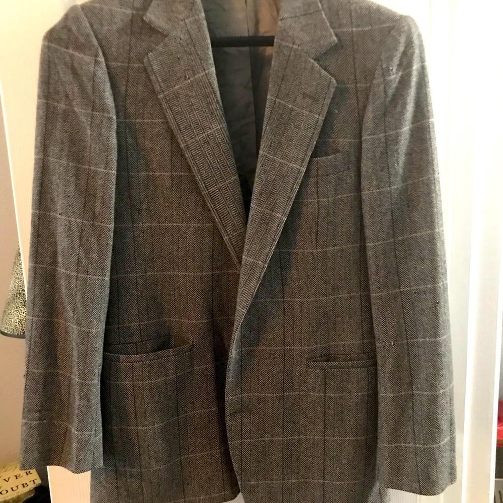 Gray herringbone Vintage 80s Dillards wool sports jacket size 40 regular